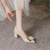 Pointed Thick Heel High-heeled Shoes  New Professional Square Buttoned Shoes, Two-wear Single Shoes, Design Sense Small