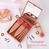 Ensemble de 5 Pinceaux de Maquillage Portables avec Miroir - Outil de Beauté Multifonctionnel pour Poudre et Blush
