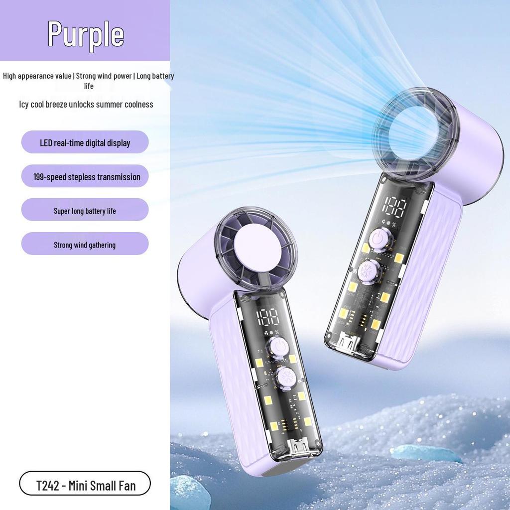 Portable USB Handheld Fan, T243 High-Speed Turbine Cooling, Compact Outdoor Ice Compress