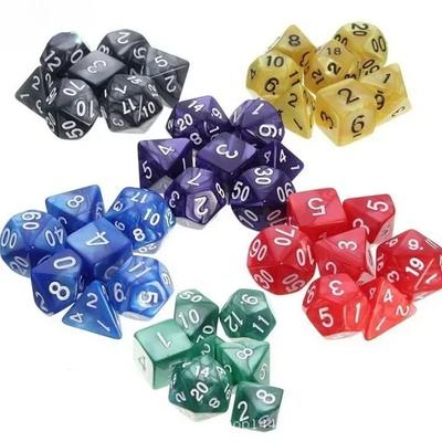 7pcs/set Colorful Pearl Pattern Polyhedral Dice Number Dice Kit for DND PRTG RPG Running Team Table Board Game Dnd Dice Set