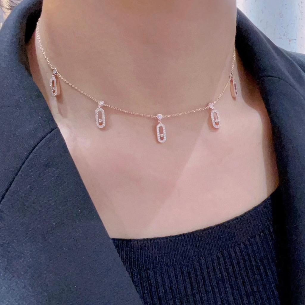 New Hot Brand Vintage Move Diamond Necklace Luxury Jewelry For Women Designer Pendant Pure 925 Sliver Lady Party Chain Necklaces