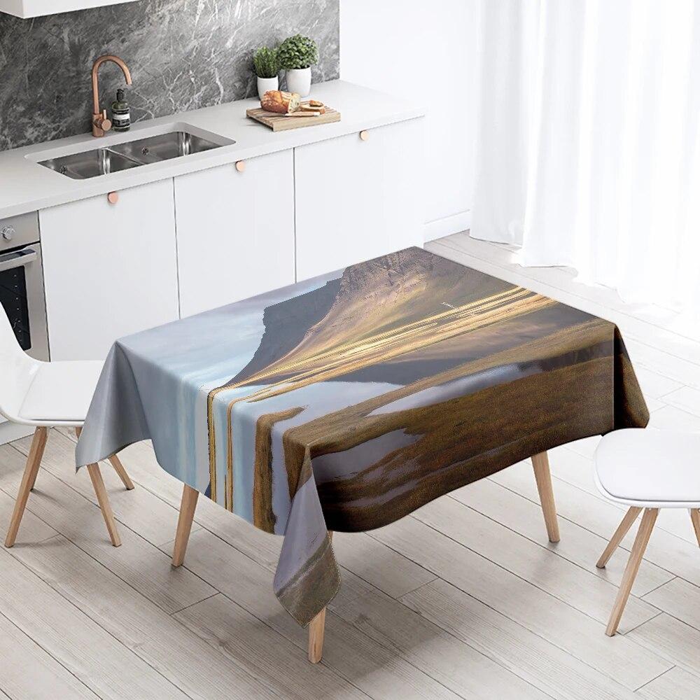 Landscape Tablecloth Natural Scenery  Anti-fouling and Waterproof Rectangular Kitchen Dining Table Home Decoration