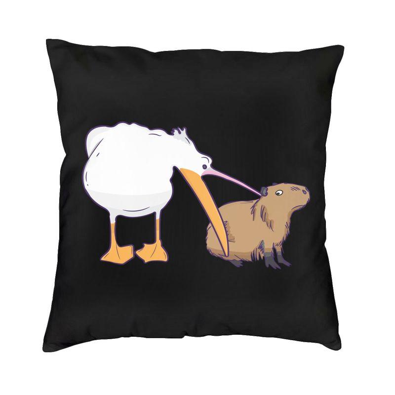 Doodle Plants Capybaras Pillow Case 40X40Cm Living Room Decoration Kawaii Wild Animals Cushions For Sofa Square Pillowcase