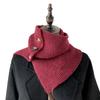 Warmer Herbst- und Winterschal, Unisex einfarbig, Winter-Nackenwärmer, gestrickter Schal mit Knopf, Schal mit geteiltem Ausschnitt, Weinrot