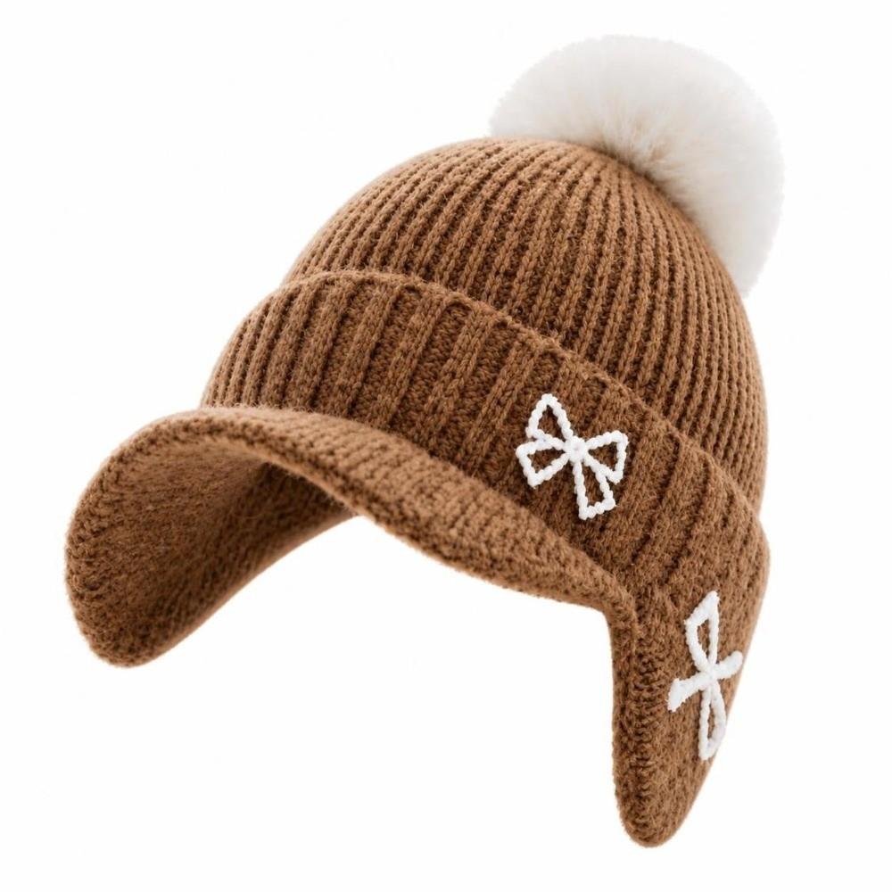 Adjustable Kids Baseball Cap Thickened Beanie Cap Cute Knitted Hat With Brim Winter