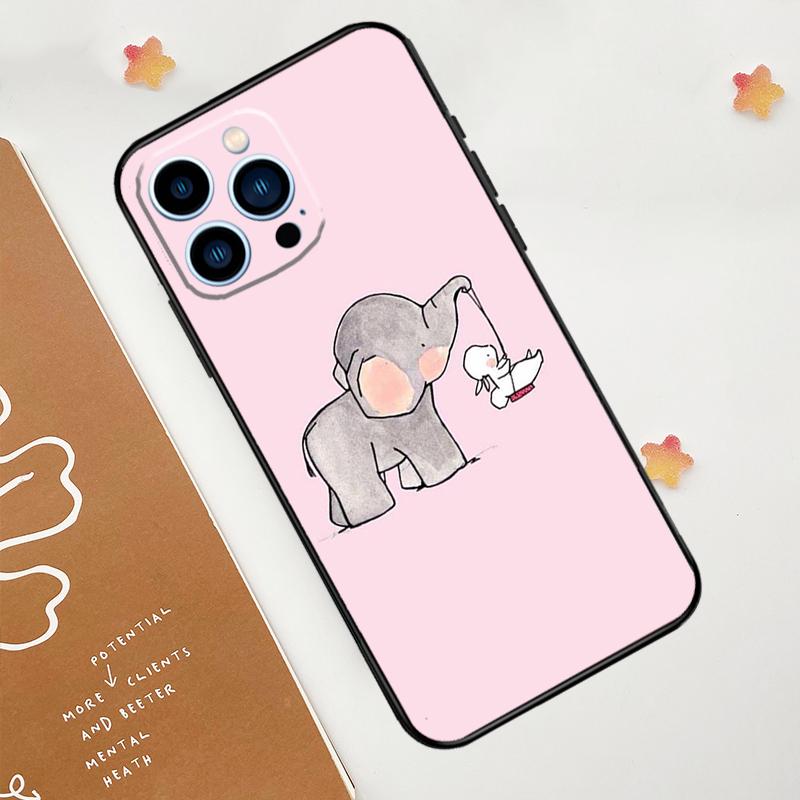 Cute Elephant Phone Case For iPhone 17 Pro Max 14 13 12 11 15 16 Pro Max Mini 15 Plus 16e 17 Air Funda