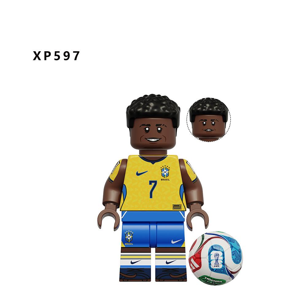 Fußball Serie Pädagogisches Puzzle Spielzeug Figuren OPP Beutel Verpackung Kreativer Zusammenbau Bausteine Tragbar Sammlerstück Mini Blöcke