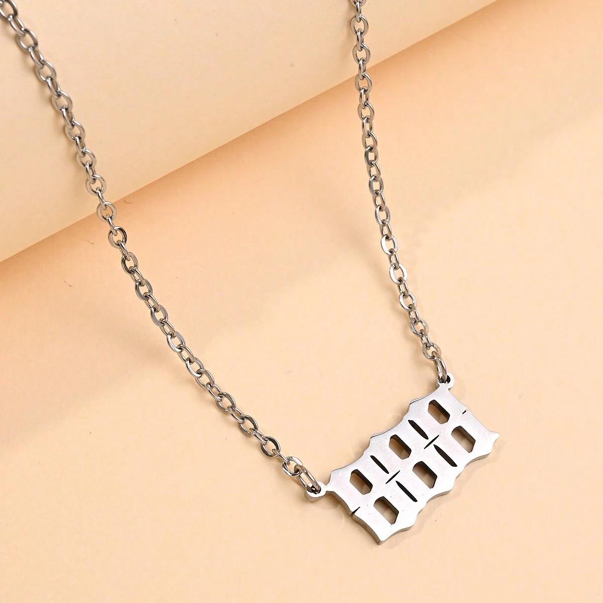 

Ожерелье из нержавеющей стали «Ангел — счастливое число» — Модное ретро в европейском и американском стиле.