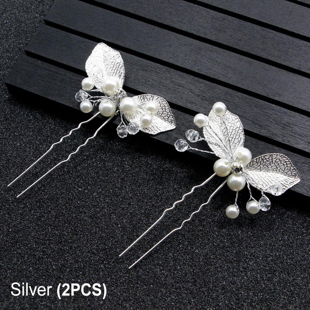 Hair Ornament Pearl Leaf Hair Clips Hair Jewelry Bridal Hair Accessories Crystal Hairpins