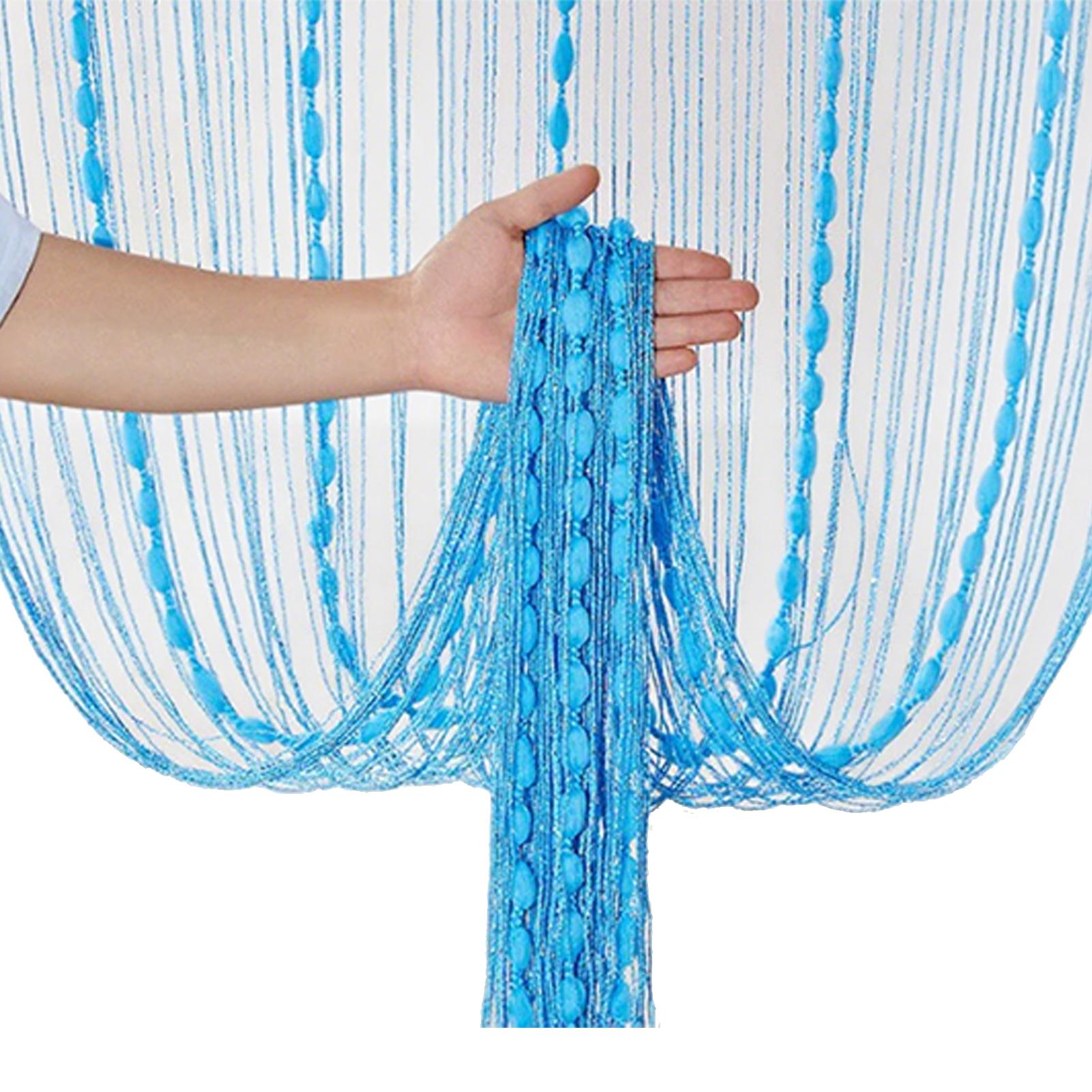 

Нова 1*2М Штора-нитка Дверна штора Нитки з намистинами Кити Штора Вікно Панель на стіну Роздільник кімнати Дверний проріз Дім Весільний декор Вечірка синій