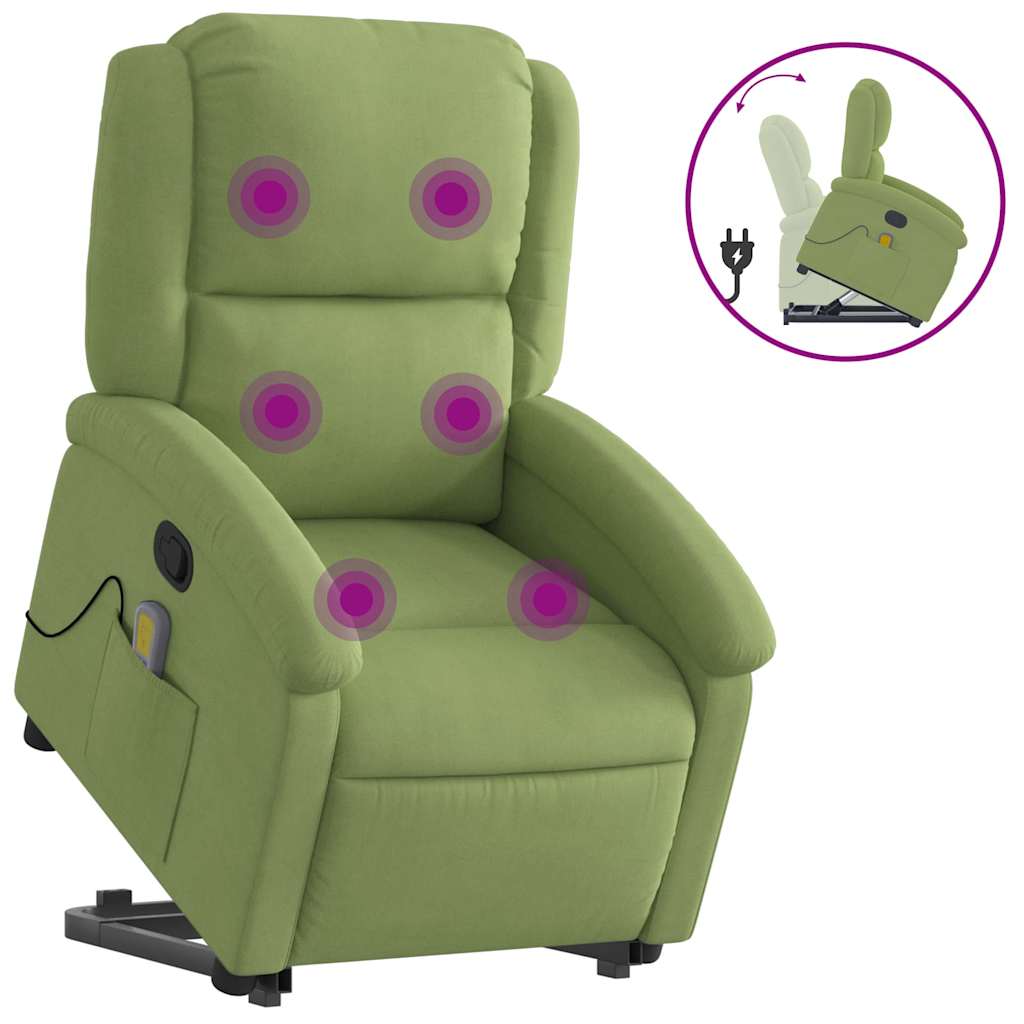 Massage Recliner with Rising Function Light Green Velvet