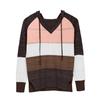 Fashion Women Casual Patchwork V-Neck Long Sleeves Hooded Sweater Blouse Tops