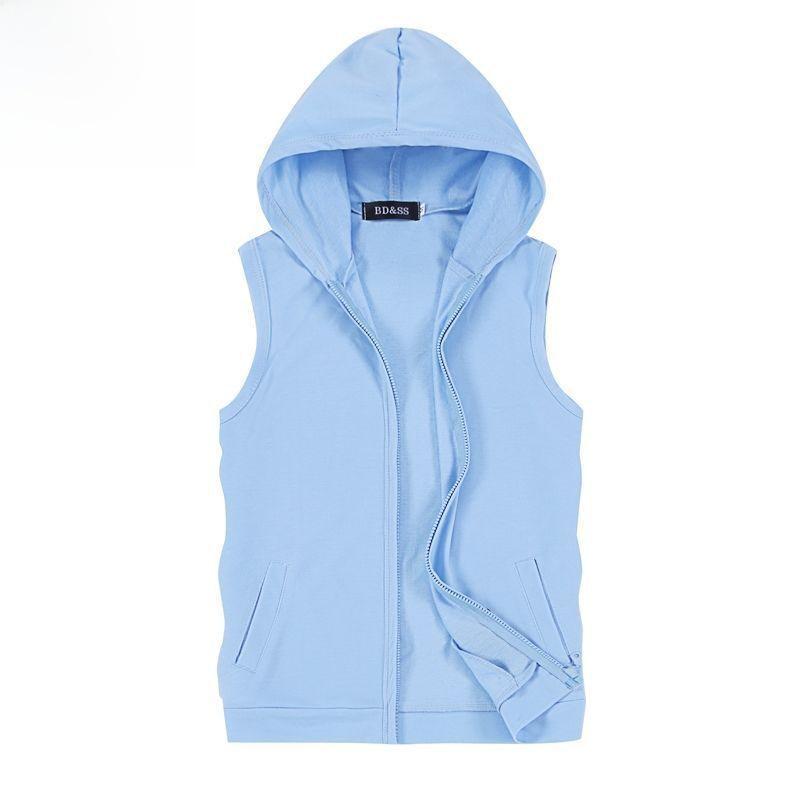 Men's Hooded Sleeveless Fitness Vest - Slim Fit Summer Waistcoat
