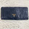 Used Good condition PRADA long wallet, black, nappa leather, logo, gold