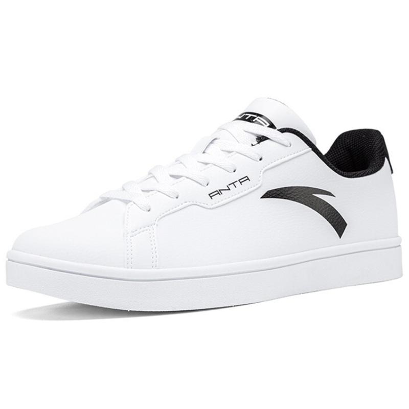 Anta Slip Resistant Abrasion Resistant Low top Skateboard Shoes Men's White Black Sneakers 912028003-3