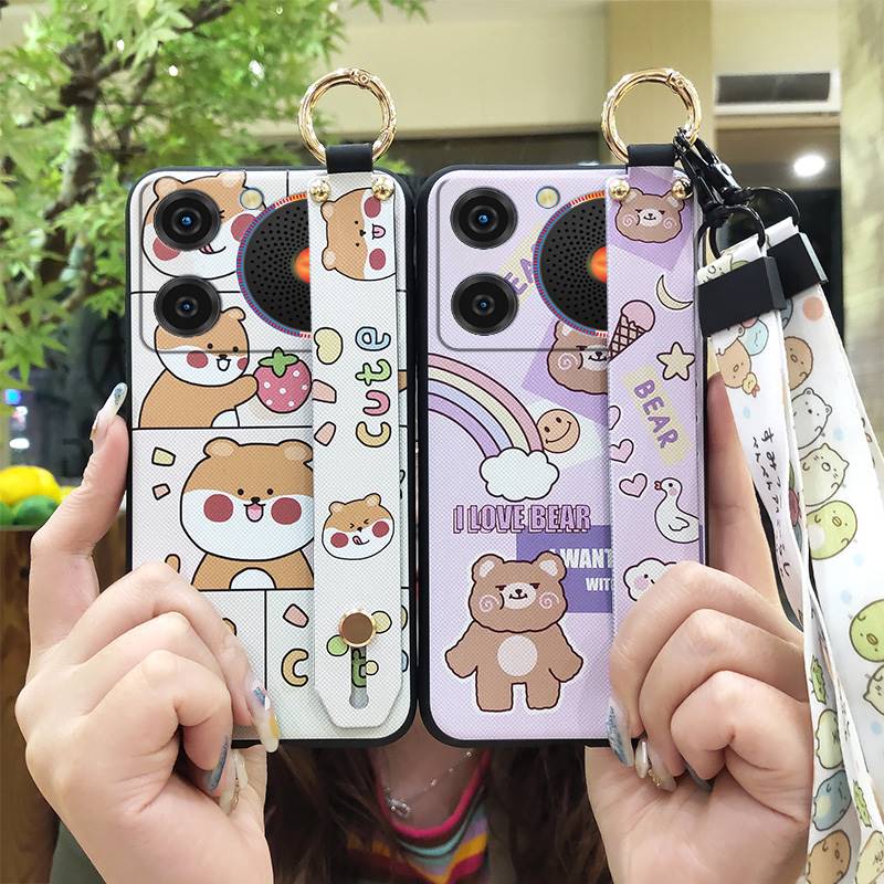 Phone Holder Anti-knock Phone Case For ZTE Nubia Music Lanyard Ring Waterproof Shockproof Kickstand Wrist Strap Cartoon