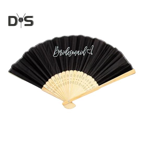 

Свадебный ручной веер для невесты и подружек невесты, мальчишника, принт с буквами в стиле ретро, прочный шарнир, легкий домашний декор, реквизит для фотосъемки чёрный