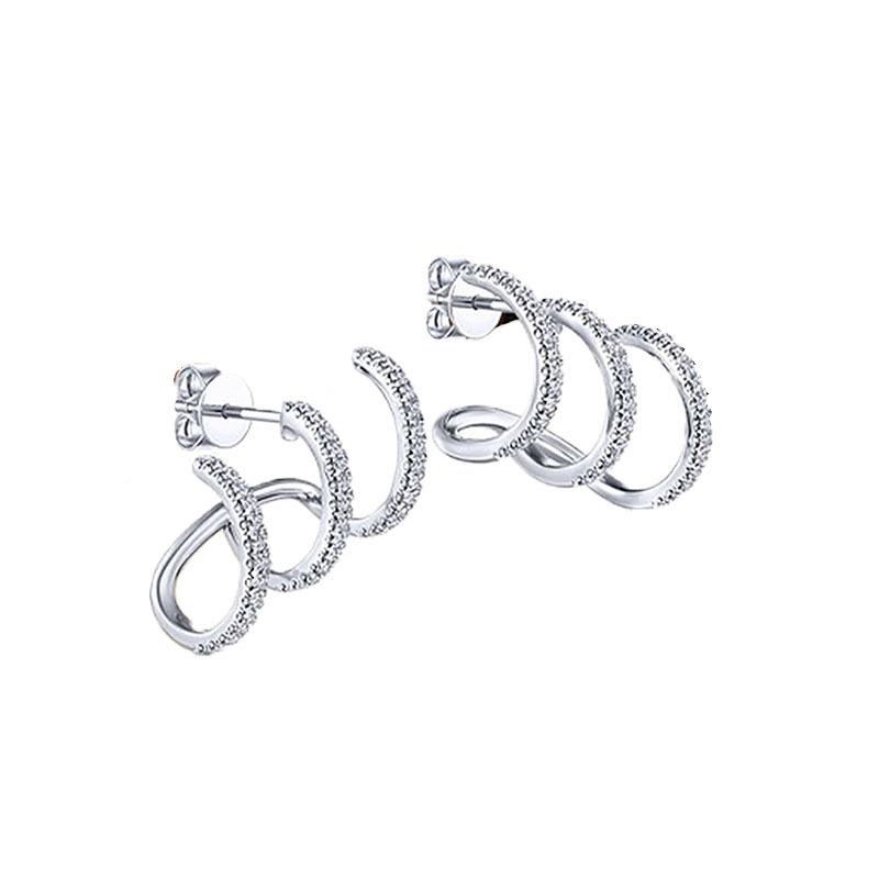 Three-claw Curved Line Earrings, High-end Light Luxury Internet Celebrity Exquisite Personalized Stud Earrings, Unisex Style