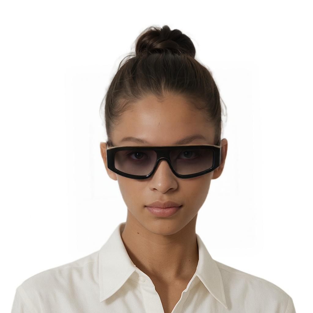 Chanel Occhiali da Sole Donna con Montatura Irregolare Decorata a Motivo Logo Nero Beige CH6057-C534/S6