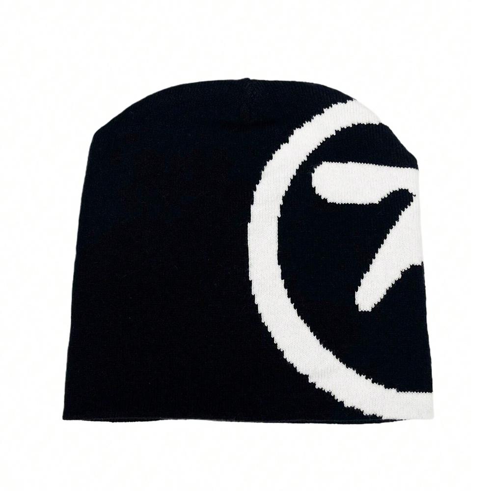 

1 шт. Готическая женская шапка-бини вязаная со звездой уличная одежда зимняя мода шерстяной пуловер графическая эстетика унисекс аксессуары чёрный