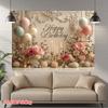 2D Cream Aesthetic Birthday Banner, Pastel Balloons and Floral Arrangement