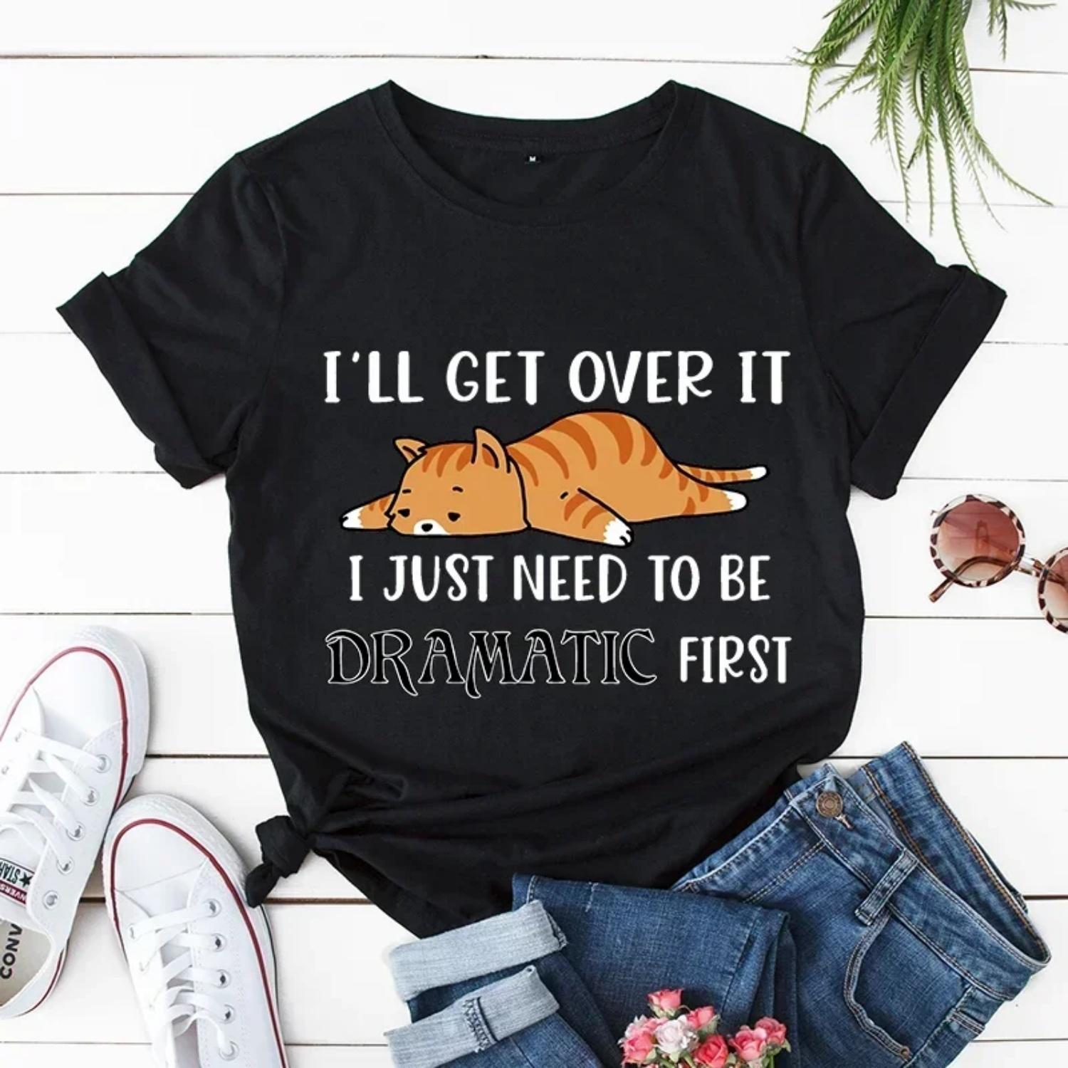 

Sleepy Lazy Ginger Cat Print Women Clothing Dramatic Funny T-Shirts KittensCartoon Tees Vintage Tops Women New Trend Tshirts S чёрный