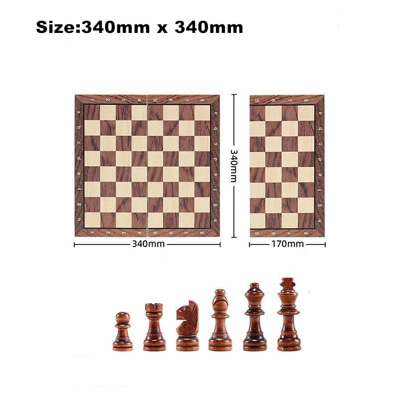 Chess Set - Magnetic Foldable Portable Solid Wood Chess Board - Educational Games for Students and Kids - Christmas Gift