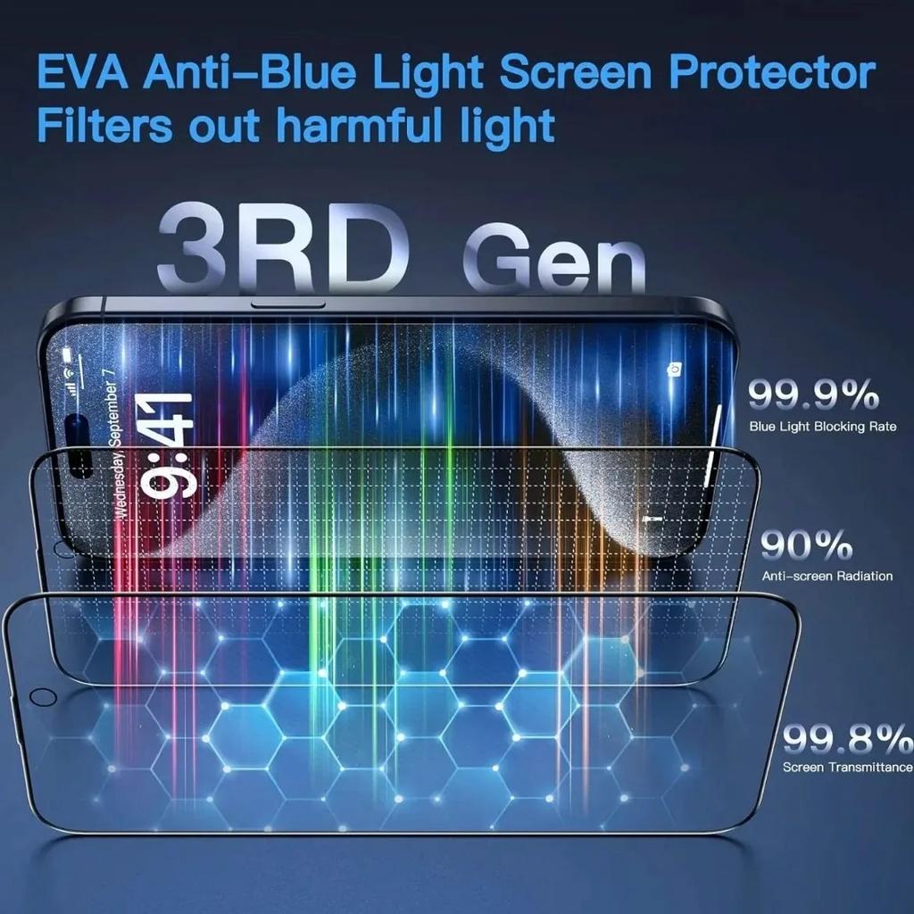 2Pcs Tempered Glass Screen Protector for iPhone 17 17Pro 17ProMax 17Air 16 15 14 Series Blue Light Protection HD Clear Anti-Scra