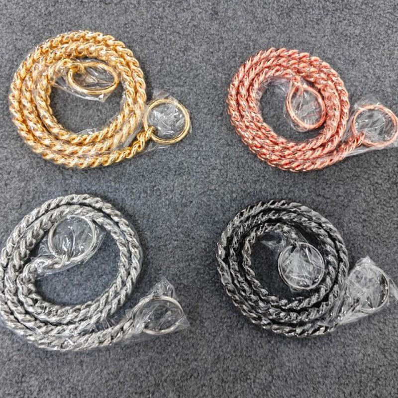 Stainless Steel Dog Chain P 10mm Double Loop Collar Small Medium Large Dogs
