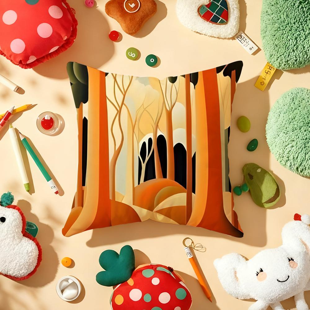 Tree Modern Art Cushion Cover Plush Fabric Soft DoubleSided Printed Sofa Warm Winter Home Gift Pillow Cover