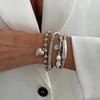 IngeSight.Z 4Pcs/Set Trendy Imitation Pearls Metal Heart Pendant Bracelets Women Luxury Stacked CCB Beaded Bangle Couple Jewelry