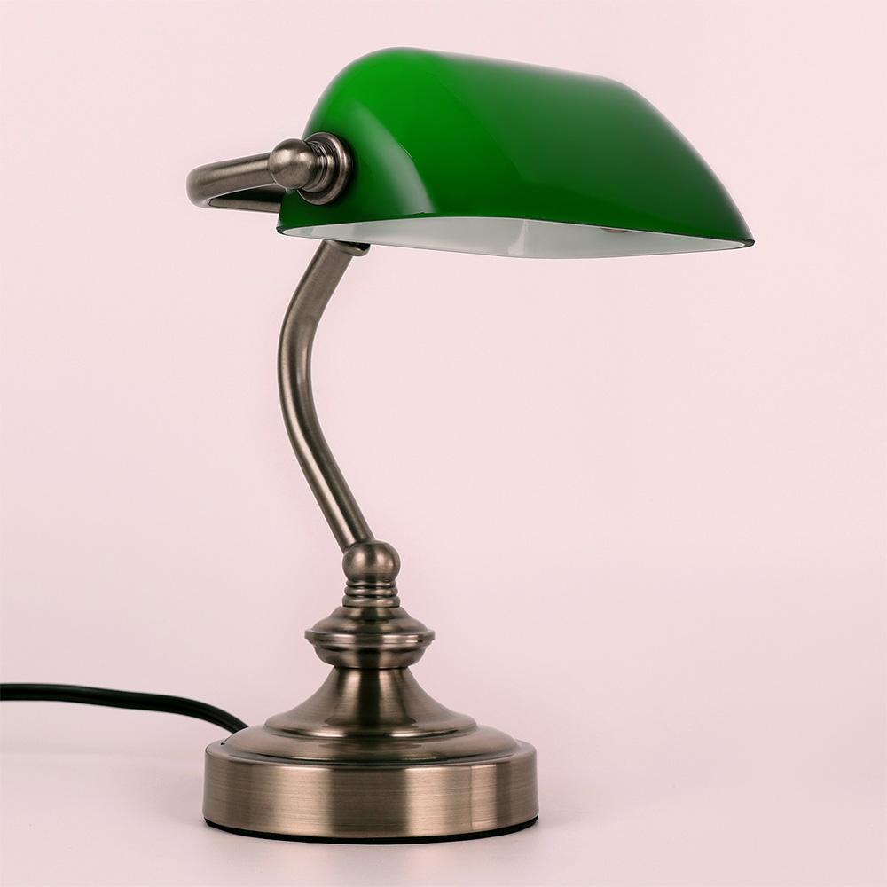 Retro G9 Mini Green Glass Lampshade Table Lamp Classic Banker Bedside Office Library Room Living Room Restaurant Cafe Desk Light