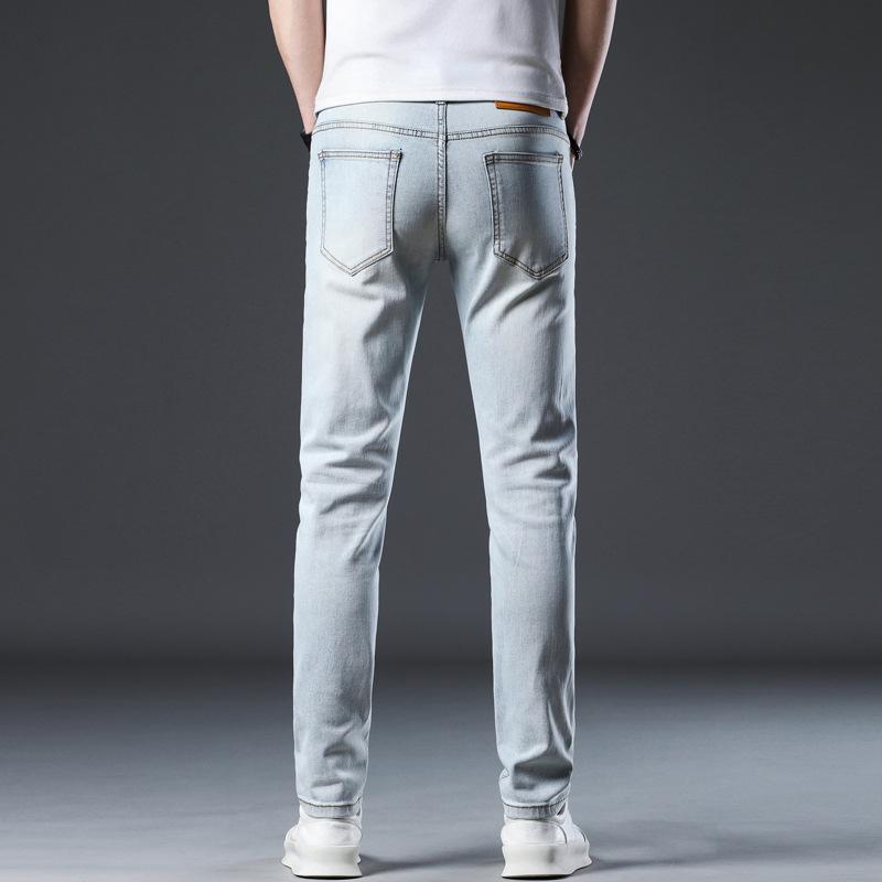 Nové letní džíny slim devítibodové strečové ležérní dlouhé pánské kalhoty