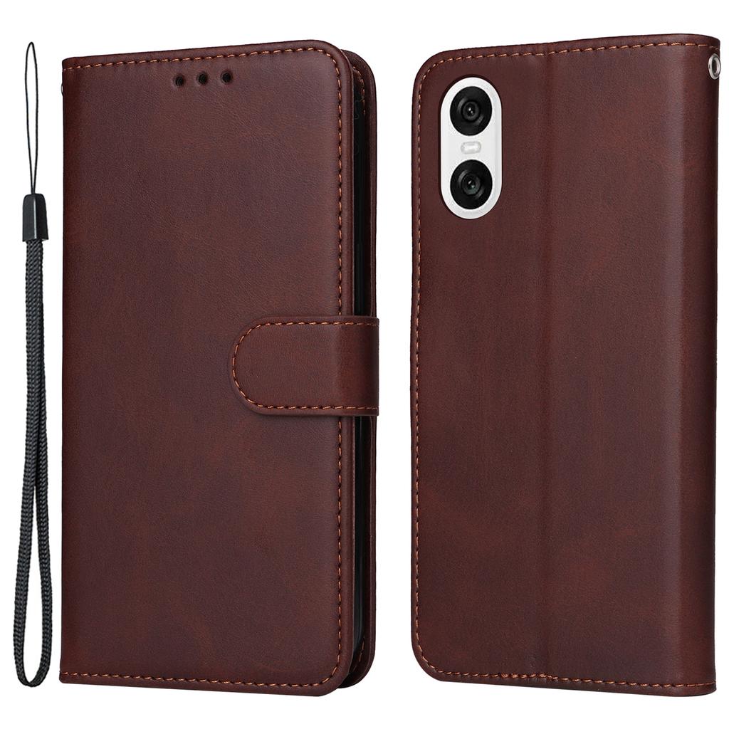Etui dla Sony Xperia 10 VI Skóra o fakturze cielęcej portfel przegródki na karty odporne na upadki etui na telefon