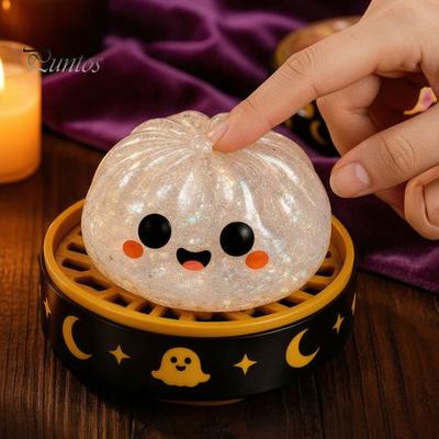 Portable Stress Reliever 1/5Pcs Halloween Dumpling Relief Toy, Pumpkin Ghost Eyeball Steamed Bun Orange Squeeze Sensory Ball Fidget Toy for