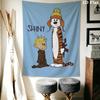 Calvin and Hobbes Wall Tapestry Aesthetic Wall Hanging Printed Fabric Blanket Decorative Tapestries for Bedroom Living Room Home Decor