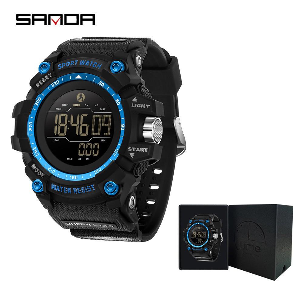 Sanda Luminous Waterproof Sports Pedometer Watch for Teens