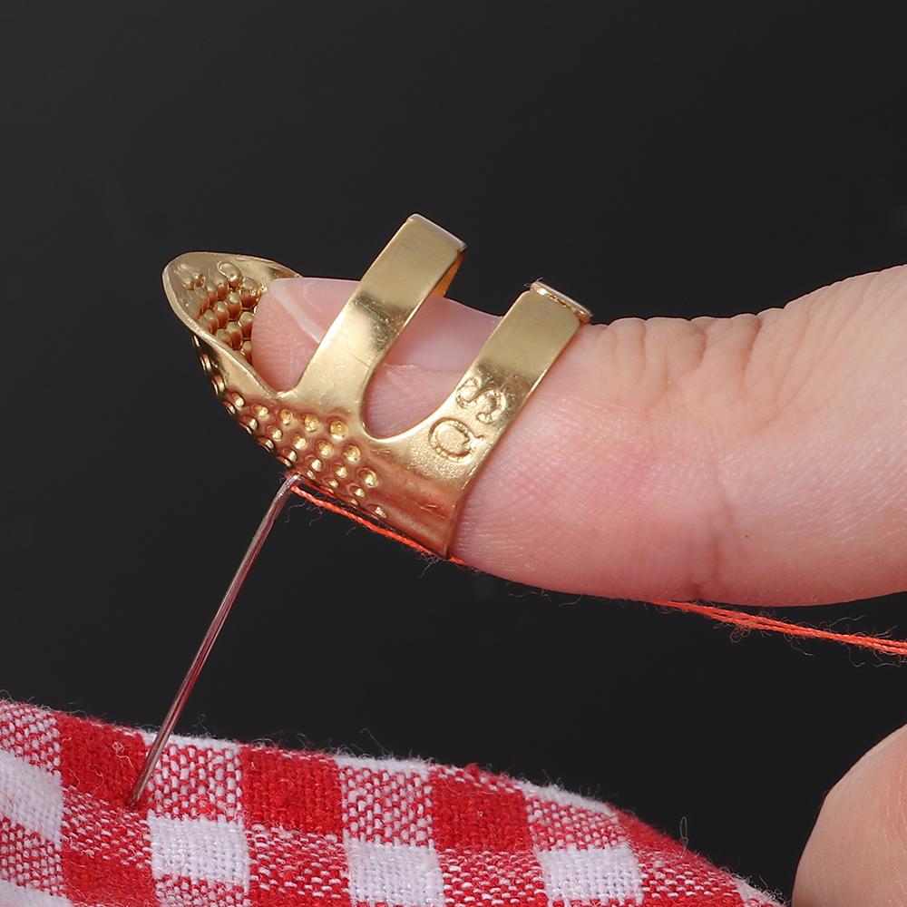 Adjustable Vintage Sewing Thimble Handmade Non-slip Embroidery Against Ring Needle Presser Metal Needle Hoop Finger Protector