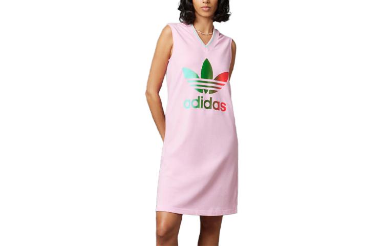 adidas Originals SS23 Adicolor Abiti Senza Maniche Anni '70 Donna Rosa Scollo a V Lunghezza Media Moderata IK7860