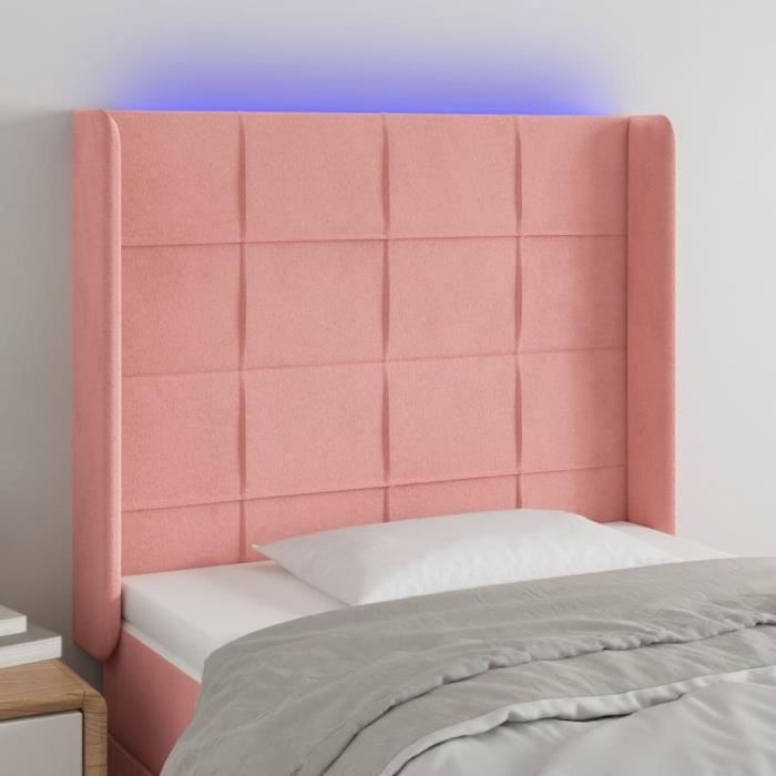 3124089 vidaXL LED Headboard Pink 93x16x118-128 Cm Velvet
