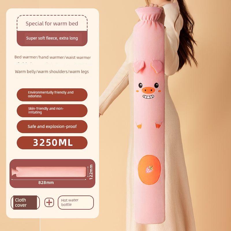 German Precision-Made Hot Water Bottle, 2026 New Model, Winter-Specific for Bedding, Thickened Explosion-Proof Long Plush Warm Water Bag