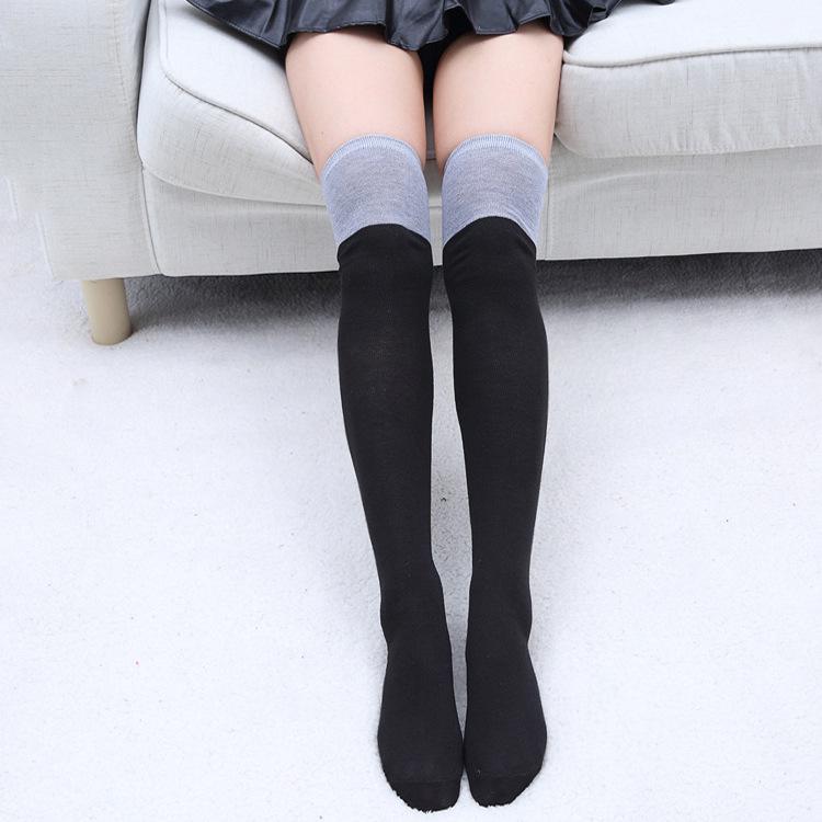 Japanese Three-Stripe Over-the-Knee Dance Socks - Thick, Black & White, Perfect for Autumn & Winter Sports or Students