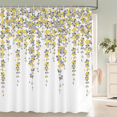 Pequeña Cortina de Ducha Floral Fresca Hojas Flores Baño Impermeable Poliéster Multitalla Impresión 3D Cortinas para Ducha de Baño