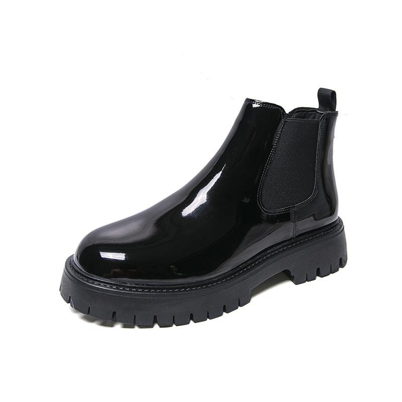 Large Size Chelsea Boots High Top Men's Shoes Platform Leather Shoes Men's Autumn and Winter Men's Big Head Men's Boots Foreign Trade Martin Boots