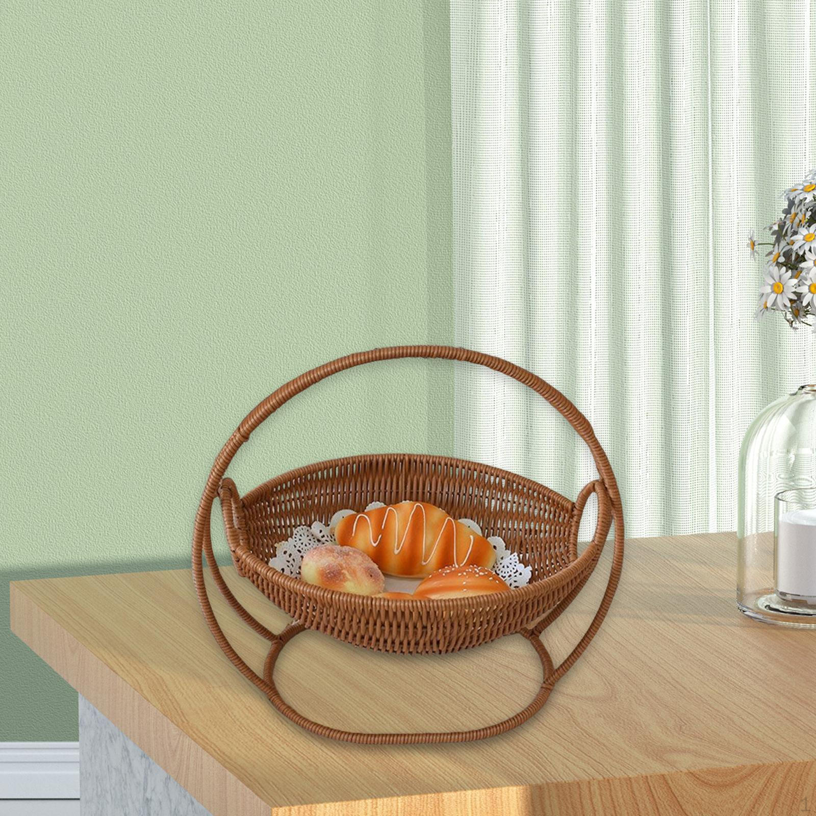 Hand Woven Basket Handwoven Fruit Storage Bread Baking Tray Brown