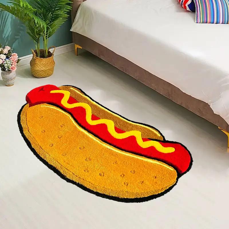Creative Hot Dog-Shaped Rug Insulating, Warmth-Retaining, Non-Slip Bedroom Entrance Mat Bedside Rug Sofa Rug Home Decor