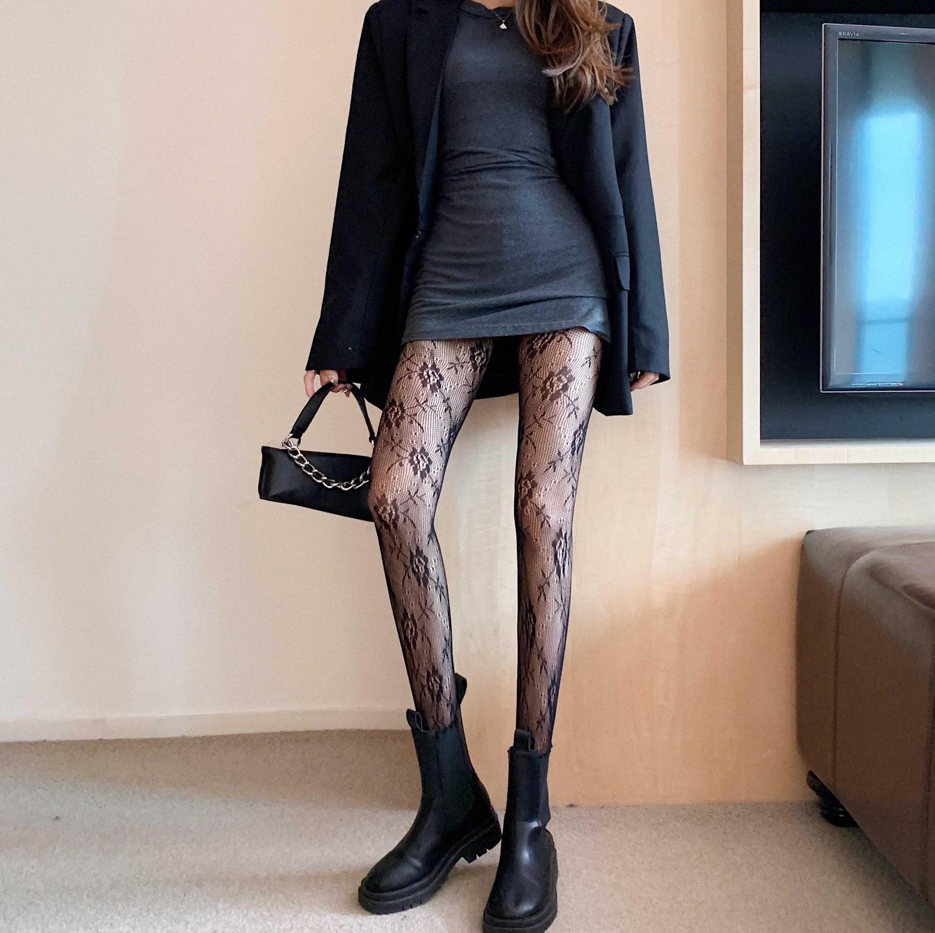 

Women s Black Silk Sheer Pantyhose: Anti-Snag, Fake-Transparent, Sexy Bare Leg Look Rose style, One Size чорний