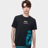 FILA American Vintage Logo Print Loose Short Sleeve T-Shirt Men Tops Black F11M319104FBK