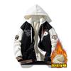 Mens Fleece-Lined Hooded Oversized Workwear Jacket With Color-Block Design Winter Fall