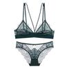 Lace Bra Set Women Soft Non-Wired 3/4 Cup Adjustable Straps Comfortable Breathable Lingerie